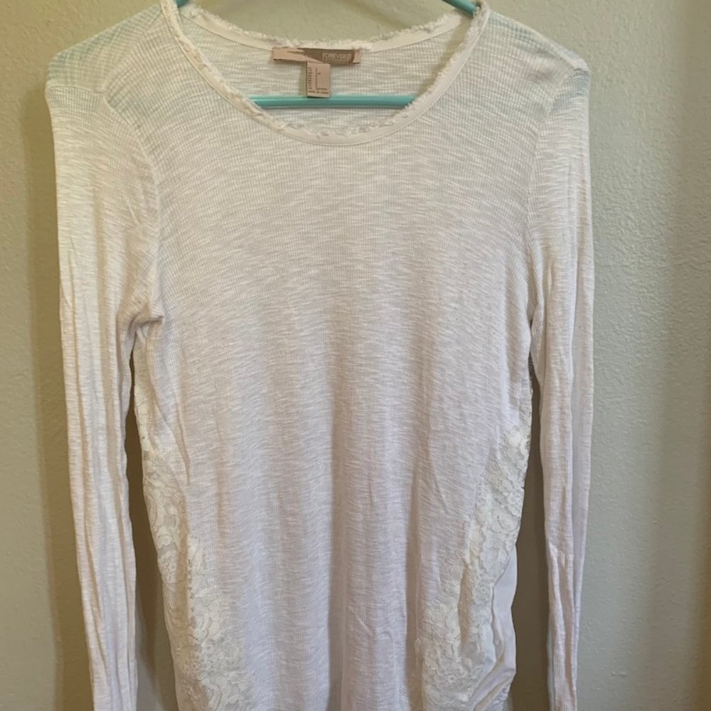 White Long Sleeve Lightweight Sweater